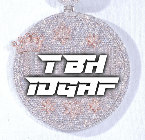 CUSTOM LETTER NECKLACE 3D BIG CROWN DISC