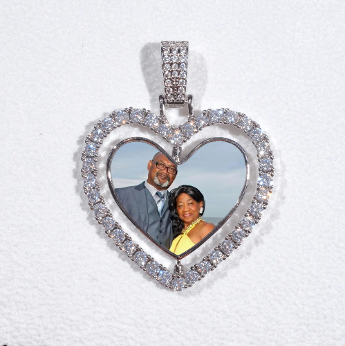 3D Spinning 2-Faced Heart Custom Picture Pendant