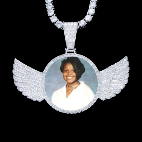925S & VVS Moissanite 3D Wing Custom Picture Pendant