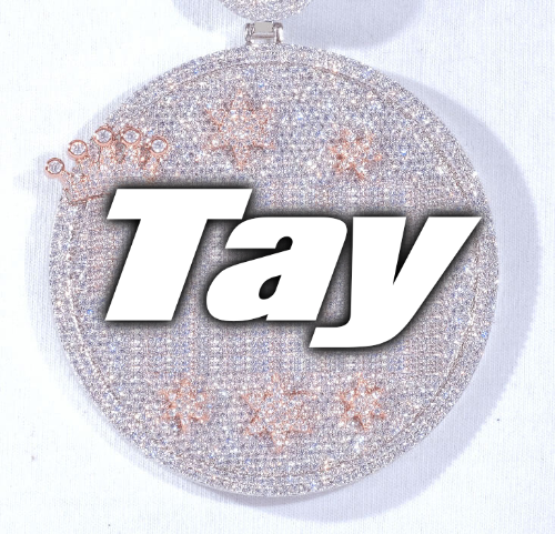 CUSTOM LETTER NECKLACE 3D BIG CROWN DISC