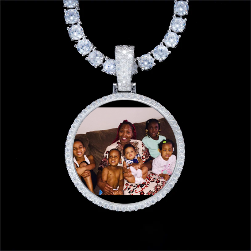 925S & VVS Moissanite 3D Circle Custom Picture Pendant