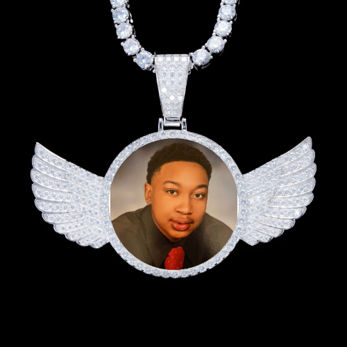 925S & VVS Moissanite 3D Wing Custom Picture Pendant