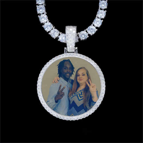 925S & VVS Moissanite 3D Circle Custom Picture Pendant