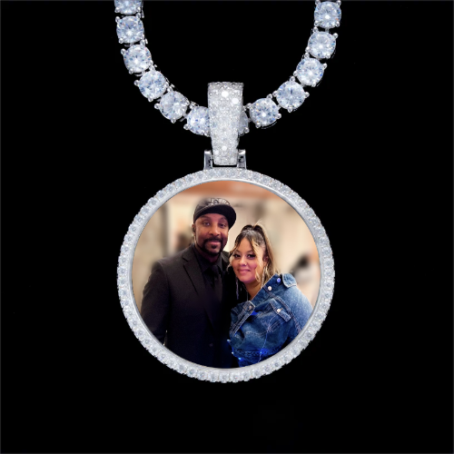 925S & VVS Moissanite 3D Circle Custom Picture Pendant