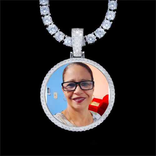 925S & VVS Moissanite 3D Circle Custom Picture Pendant