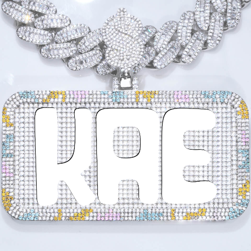 CUSTOM LETTER NECKLACE 3D COLORFUL SQUARE