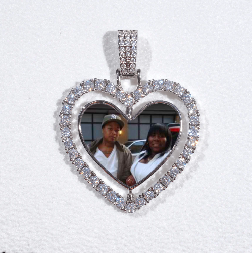 3D Spinning 2-Faced Heart Custom Picture Pendant