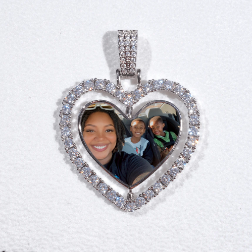 3D Spinning 2-Faced Heart Custom Picture Pendant