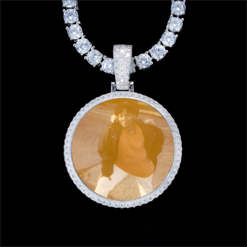 925S & VVS Moissanite 3D Circle Custom Picture Pendant
