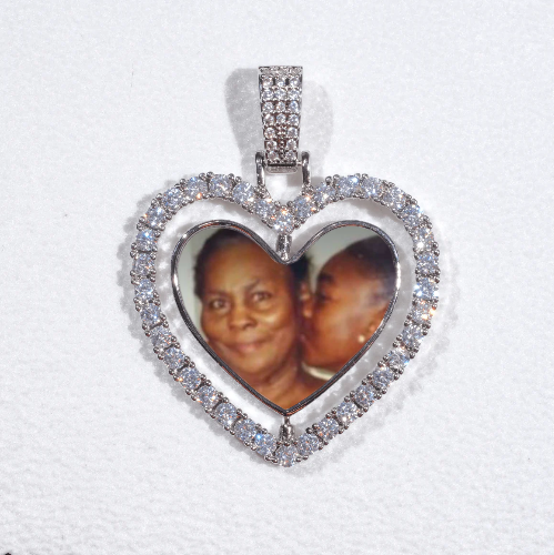 3D Spinning 2-Faced Heart Custom Picture Pendant