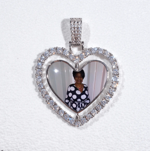 3D Spinning 2-Faced Heart Custom Picture Pendant