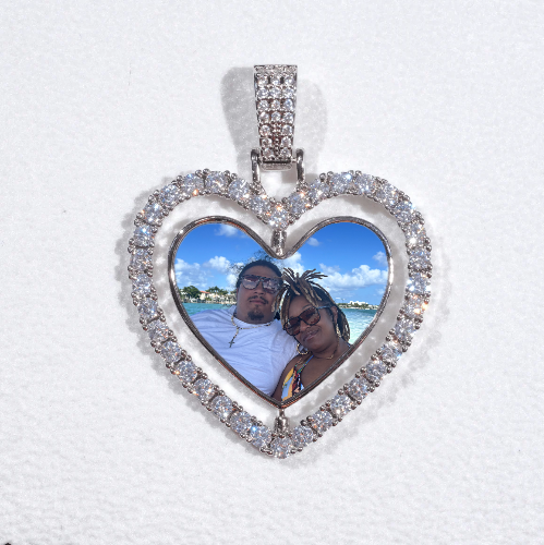 3D Spinning 2-Faced Heart Custom Picture Pendant