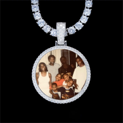 925S & VVS Moissanite 3D Circle Custom Picture Pendant