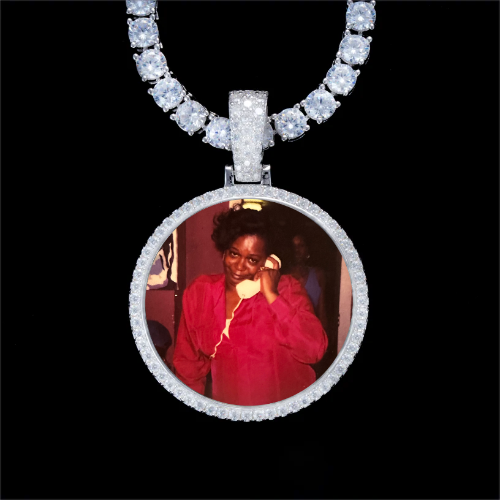925S & VVS Moissanite 3D Circle Custom Picture Pendant