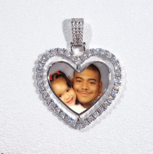 3D Spinning 2-Faced Heart Custom Picture Pendant
