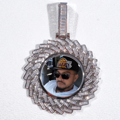 Large 3D Baguette Custom Picture Pendant
