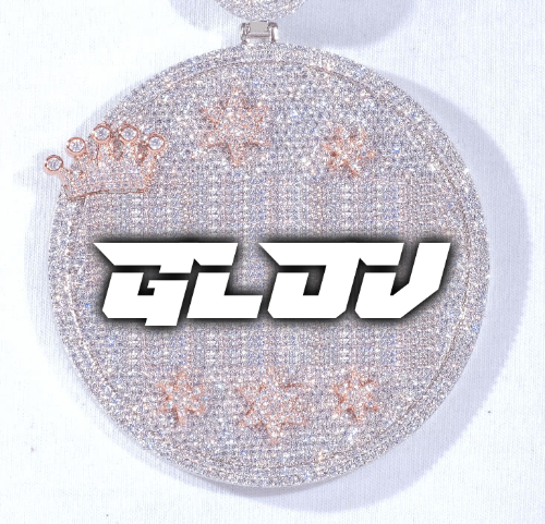 CUSTOM LETTER NECKLACE 3D BIG CROWN DISC