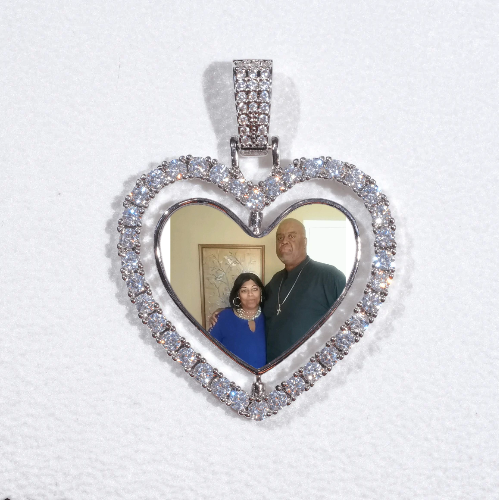 3D Spinning 2-Faced Heart Custom Picture Pendant