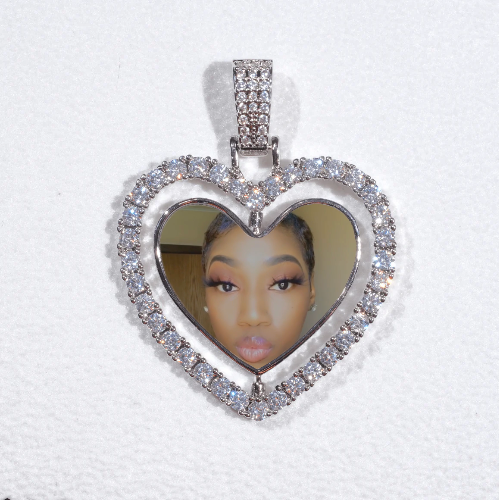 3D Spinning 2-Faced Heart Custom Picture Pendant