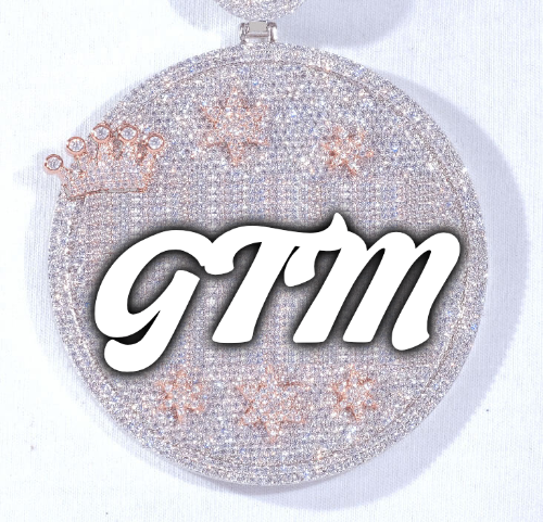 CUSTOM LETTER NECKLACE 3D BIG CROWN DISC