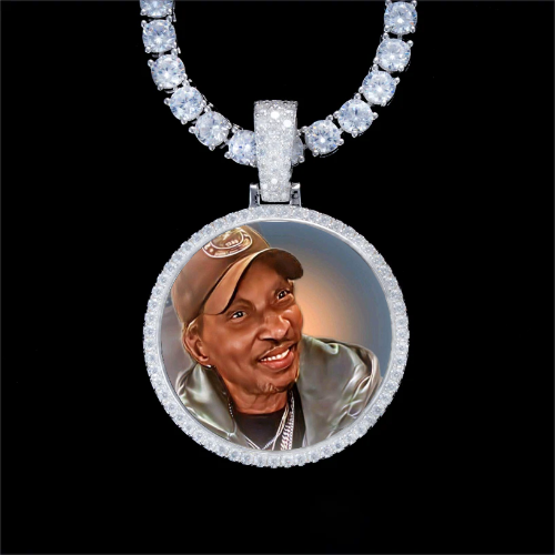 925S & VVS Moissanite 3D Circle Custom Picture Pendant