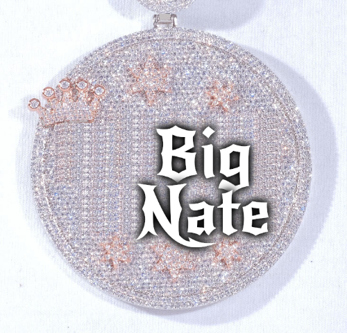 CUSTOM LETTER NECKLACE 3D BIG CROWN DISC