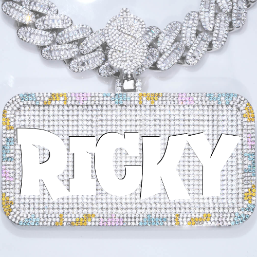 CUSTOM LETTER NECKLACE 3D COLORFUL SQUARE