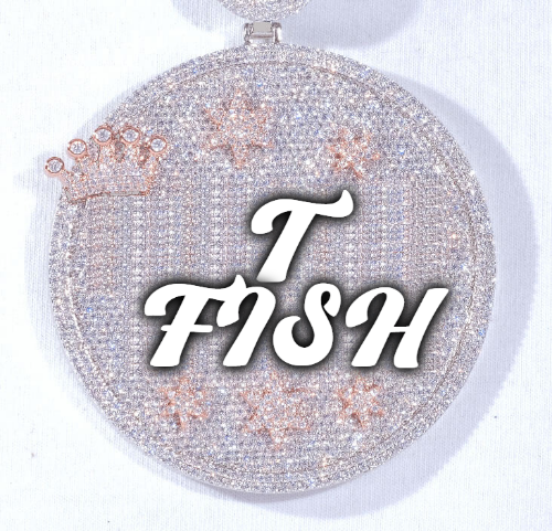 CUSTOM LETTER NECKLACE 3D BIG CROWN DISC