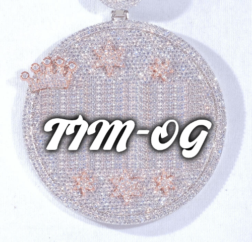 CUSTOM LETTER NECKLACE 3D BIG CROWN DISC