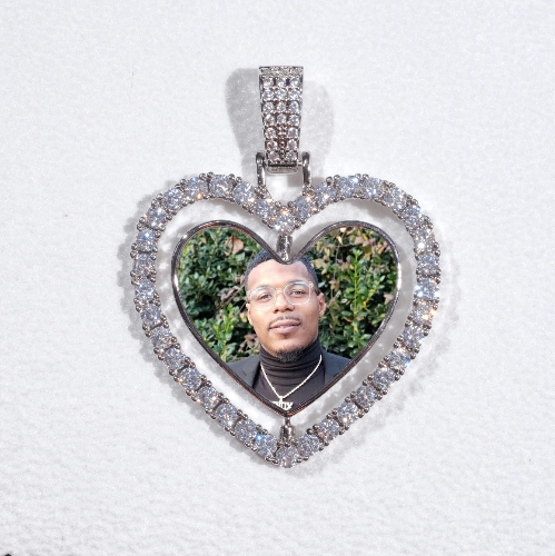 3D Spinning 2-Faced Heart Custom Picture Pendant