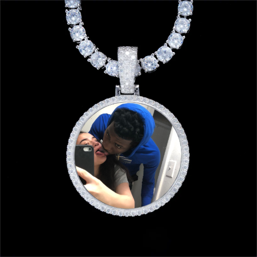 925S & VVS Moissanite 3D Circle Custom Picture Pendant