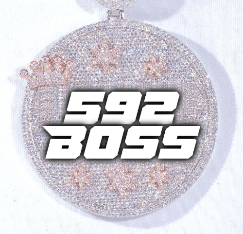 CUSTOM LETTER NECKLACE 3D BIG CROWN DISC