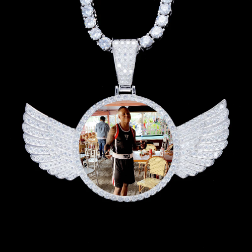 925S & VVS Moissanite 3D Wing Custom Picture Pendant