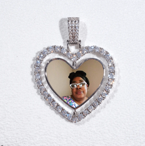 3D Spinning 2-Faced Heart Custom Picture Pendant