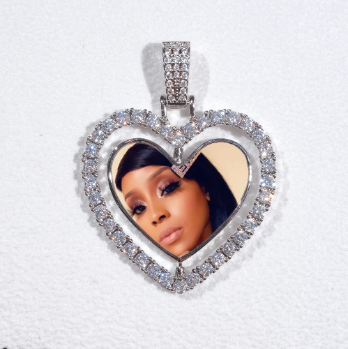 3D Spinning 2-Faced Heart Custom Picture Pendant