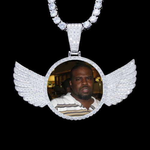 925S & VVS Moissanite 3D Wing Custom Picture Pendant