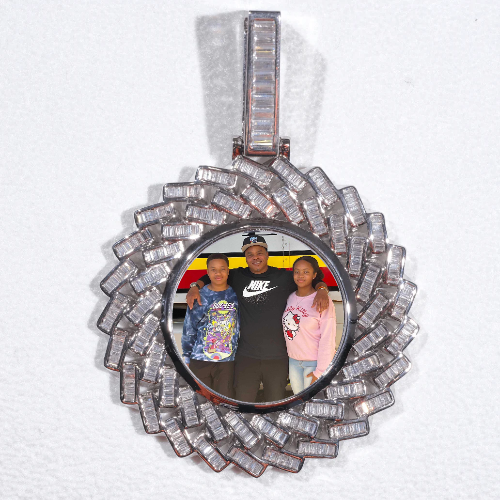 Large 3D Baguette Custom Picture Pendant