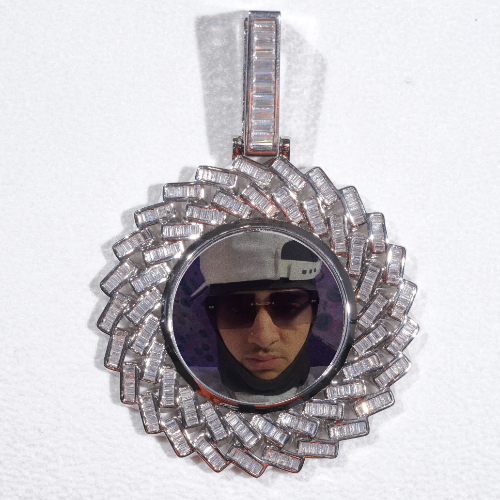 Large 3D Baguette Custom Picture Pendant