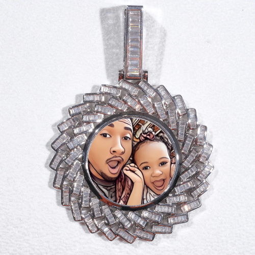 Large 3D Baguette Custom Picture Pendant