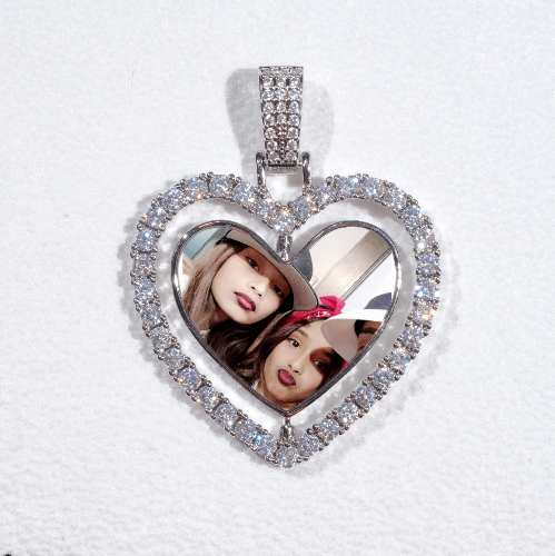 3D Spinning 2-Faced Heart Custom Picture Pendant
