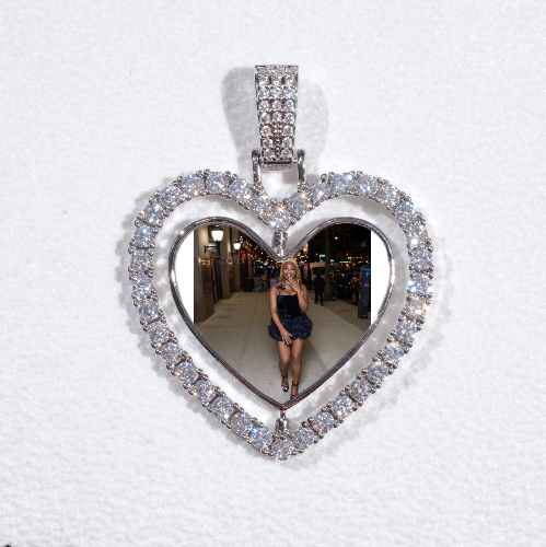 3D Spinning 2-Faced Heart Custom Picture Pendant