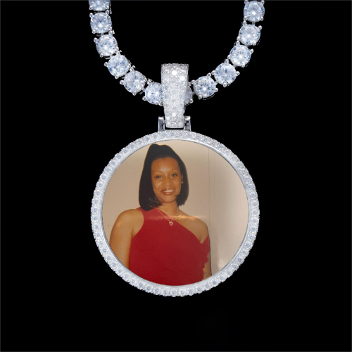 925S & VVS Moissanite 3D Circle Custom Picture Pendant
