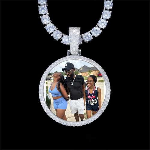 925S & VVS Moissanite 3D Circle Custom Picture Pendant