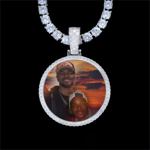 925S & VVS Moissanite 3D Circle Custom Picture Pendant