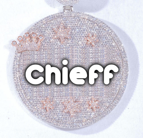 CUSTOM LETTER NECKLACE 3D BIG CROWN DISC