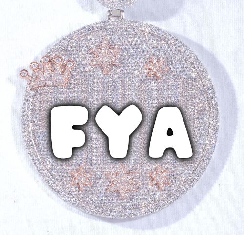 CUSTOM LETTER NECKLACE 3D BIG CROWN DISC