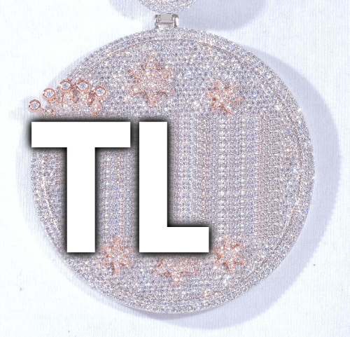 CUSTOM LETTER NECKLACE 3D BIG CROWN DISC