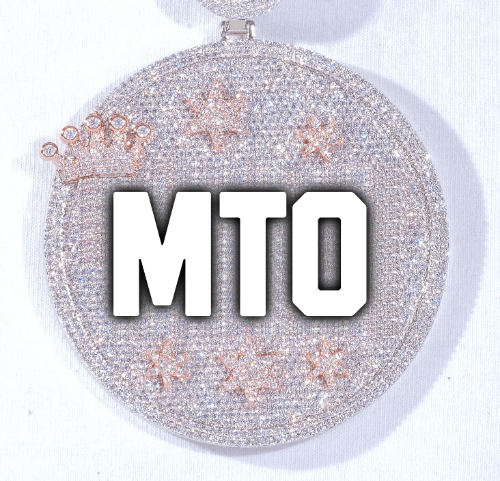 CUSTOM LETTER NECKLACE 3D BIG CROWN DISC