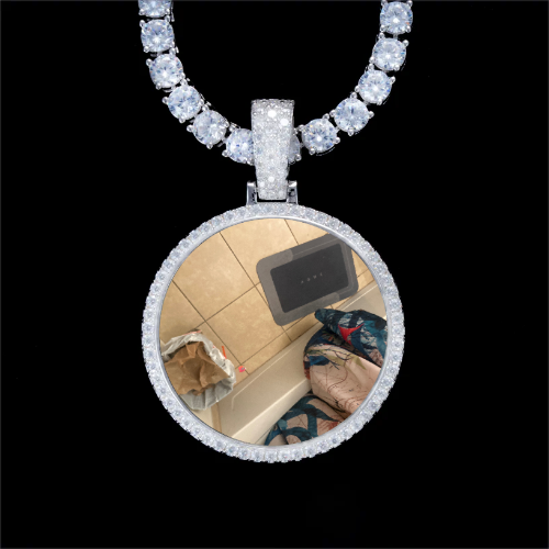 925S & VVS Moissanite 3D Circle Custom Picture Pendant