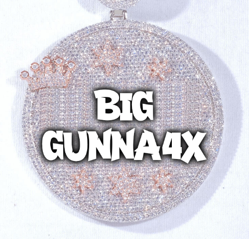 CUSTOM LETTER NECKLACE 3D BIG CROWN DISC
